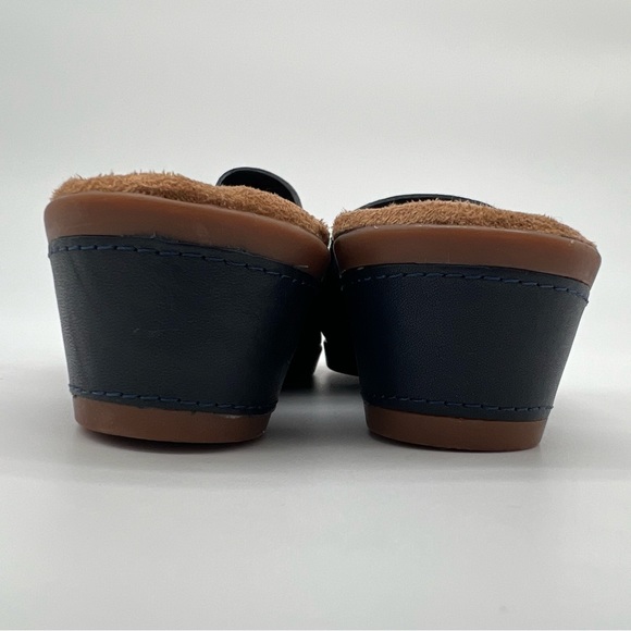 Walking Cradles Navy Leather Wedge Mule Slides Size 7.5 - Picture 6 of 12